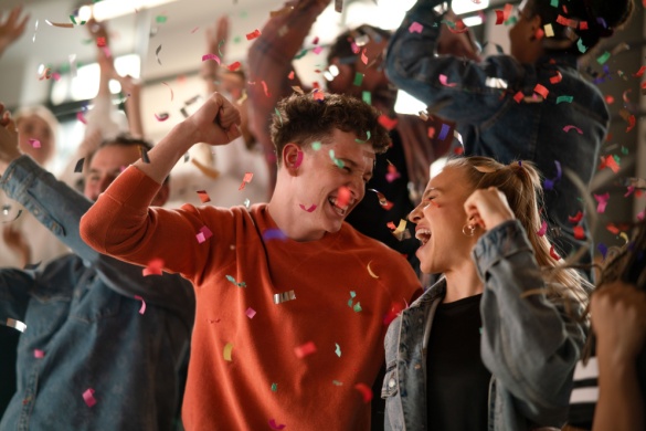 Sports fans celebrate a win